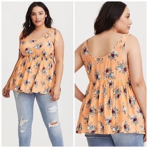 Torrid Sz 3 Floral Tie Strap Babydoll Top